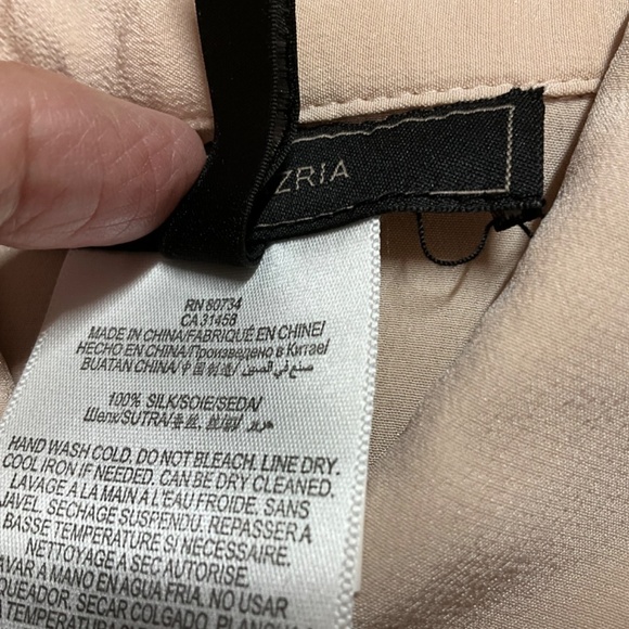 BCBG MAX AZRIA 100% Silk Bare Pink Kaley Sheer Sleeveless High Low Tunic Top XXS - Picture 6 of 11